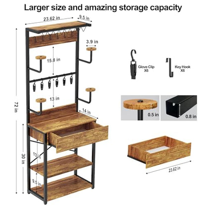 Motorcycle Helmet Holder Floor Standing, 72"x24"x14" | Large Capacity Motorcycle Helmet Storage Rack with Drawer, For Sports Helmets & Boots Clothing Cyclinge Gear Kit - size: 72"Hx24"Lx14"W