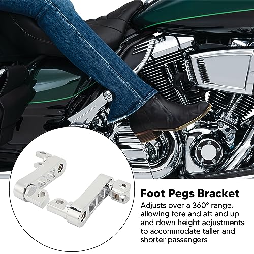 Motorcycle Foot Peg Highway Bracket 360° Adjustable Rugged Foot Peg Extension Bracket Aluminum Foot Peg Clamp Extensions Bracket for Touring (Electroplated) - color: Electroplated