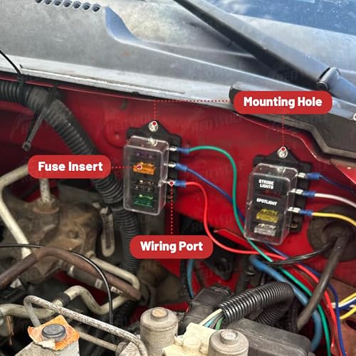 RED WOLF 4 Way Blade Fuse Block Box Holder w/Standard Circuit 10V-32V DC for Automotive Truck Boat Marine RV Van Vehicle Power Distribution Panel Damp-Proof Cover - size: 4 Way