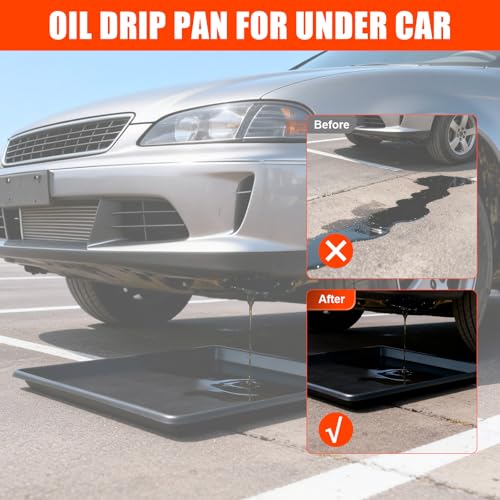 3 Pack Oil Drip Pan for Under Car(35.4 x 24 x 1.6 Inch) Flexible Oil Trays with Felt Mat, Large Leak-Proof Drip Pan for Car Oil Changes, Engine Maintenance, Pet Cleaning, and Home Appliance Repair