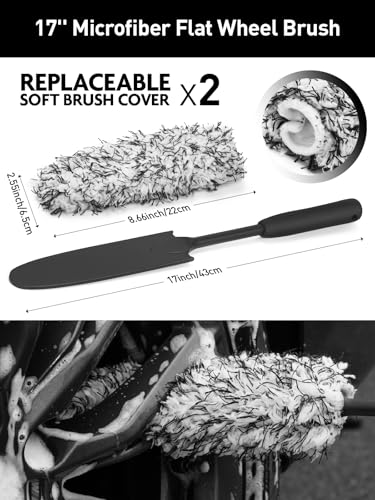 Fantasticlean 7PCS Car Wheel Brush Kit, Tire Brush for Car Owners & Auto Detailers, Soft-bristled Rim Brush, Flat Wheel Brush, Double-Ended Detailing Brush and Pads for Home Shop, Cars Trucks RVs - size: 7PCS-WDK003