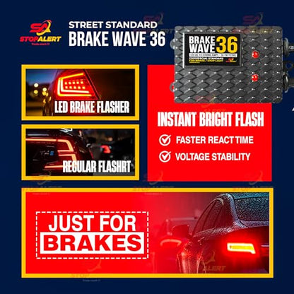 Brake Wave 36 - HEAVY DUTY 36 Light Selectable Flashes 10 AMPS Electronic Brake Flasher Tail & Stop Light Strobe - LED and Incandescent Lights for Cars, Trucks, Motorcycles 12-24V - color: Brake Wave 36