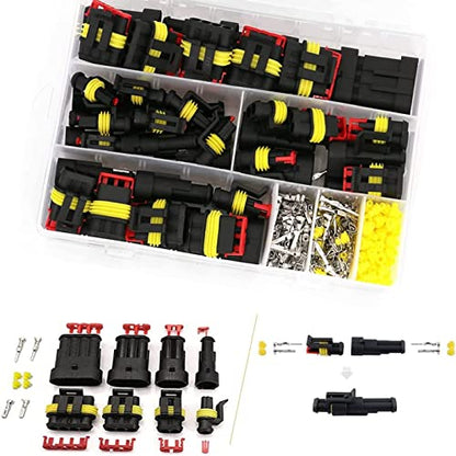 MUYI 384PCS Electrical Connectors Kit, 1/2/3/4 Pin Automotive Electrical Wire Connector Plug Car Electrical Connector Terminals Male and Female - style: 1-4pin connector(384 pcs)