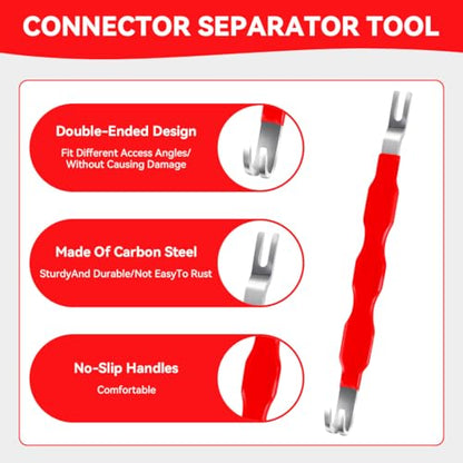 Automotive Electrical Disconnect Pliers Set with Storage Box, 4-Piece Connector Separator & Terminal Removal Tool for Mass Air Flow Sensors, Fuel Injectors, Straight & 60° Jaw