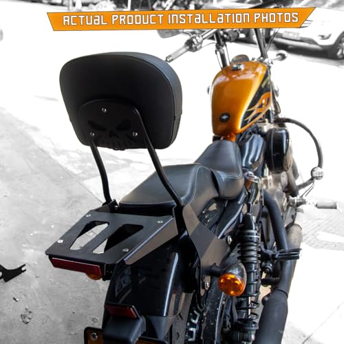 Kinglemc Sissy Bar backrest Luggage Rack for Harley Sportster XL883 XL1200 883 1200 Iron Superlow with Lock with Docking Hardware (Black) - color: Black