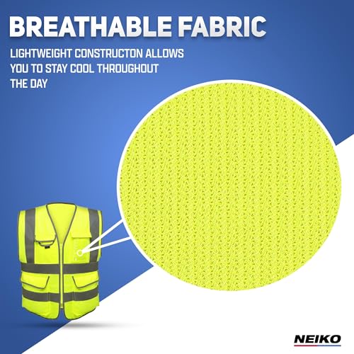 NEIKO High Visibility Safety Vest ANSI Class 2, 7 Pockets - size: XX-Large