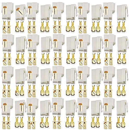 Lsgoodcare 20Sets 6.3MM 2 Pin Way Electrical Automotive Wire Connector Kits Male Female Socket Plug Terminal for Motorcycle Car - color: 2PIN, size: 6.3MM