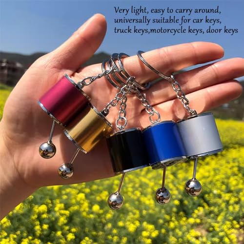 Car Parts Model Key Chains, Car Lovers Key Chain Set, Metal Car Parts Keyring, Universal Shifter Keychain for Car Lovers (K2-Black), 3.94*0.43inches - color: K2-black
