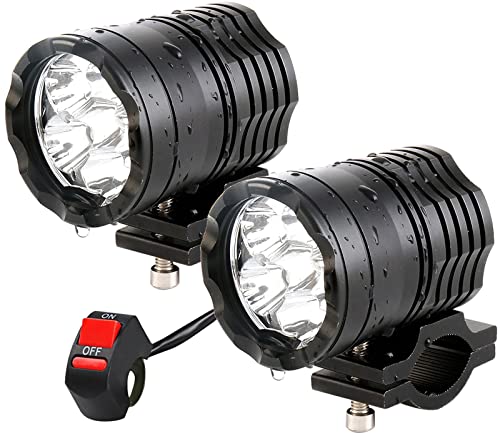 Motorcycle Driving Lights 12-60V 40W 3600LM LED Fog Lights for ATV UTV Bike Car Truck Boat Forklift Waterproof LED Spotlights with 6 Light Beads High Low Strobe Beam Switch Universal (Black 2) - color: Black 2