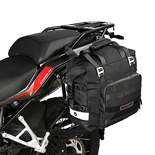 Rhinowalk Motorcycle Saddlebag Waterproof Motor Luggage Pack Quick Release Motorbike Side Bag 20L Fits Most Adventure and Sports Bike Motorcycle Racks(Black, 1 Pack) - color: Black 20L, size: Black 20L