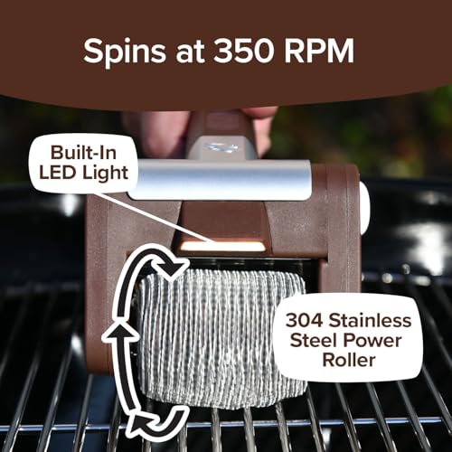 HorsePower Giddy Up Grill Cleaner AS SEEN ON TV! – Cordless, Rechargeable BBQ Tool with 350 RPM Stainless Roller, LED Light – Patents Pending – From BulbHead, a Family-Owned American Brand - style: Regular Battery Life