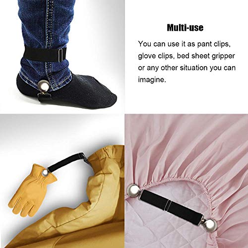 Boncas Improved Adjustable Elastic Boot Clips Boot Straps Pant Clips Stirrups Leg Straps Keeping Your Pants Tucked - color: Round 3" -4.7" (& Leg Straps)