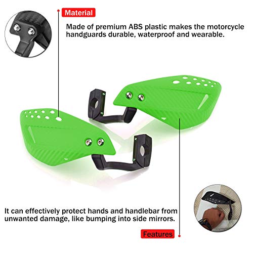 7/8" 22mm Motorcycle Handguards Handlebar Protector Gear for Dirt Bike ATV Yamaha Kawasaki Suzuki Honda(Green) - color: Green