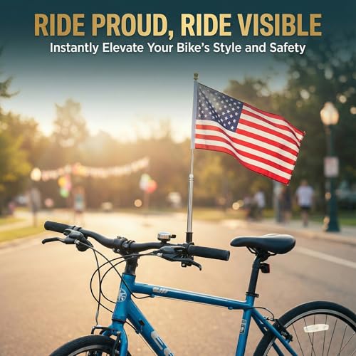 Adjustable Bike Bicycle Motorcycle Flag Pole Mount: Universal Stainless Steel Flagpole Bracket Hitch Rack - Flagpole Holder for Harley, Dirt Bike, Bicycle Accessories 63in Retractable Poles Stand