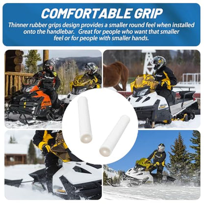 7" Snowmobile Handlebar Grips Compatible with 7/8'' Handlebars-Cat Polaris Skidoo Ultra Tacky Diamond Grip Surface is Soft and Comfortable - color: White