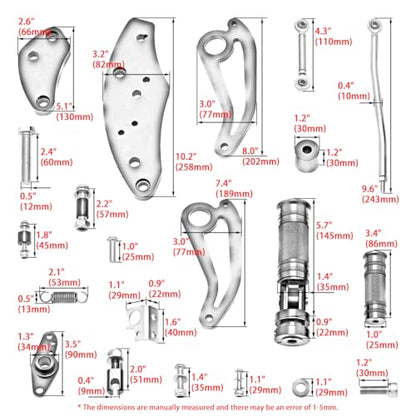CNC Chrome 2.17" Forward Controls Foot Pegs Footrests Shift Levers Linkages Kits Compatible with 1995-2006 Kawasaki Vulcan 800 VN800 A B Classic E Drifter - color: Chrome B, size: VN800
