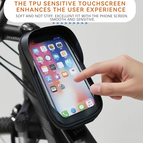 Phone Mount for Bike, Waterproof Bicycle Phone Holder Bag with Sun Visor, Touchscreen Phone Case Fits Up to 7.2 Inch Phones, Bike Frame Bag for Cycling Accessories
