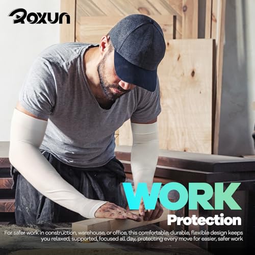 ROXUN Arm Sleeves with Thumb Hole, Cooling UV Sun Protection Compression Tattoo Cover Up for Men/Women - color: 2 Pairs - Black+blue
