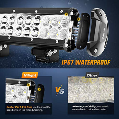 Nilight LED Light Bar 12 Inch 72W 5040LM Spot Flood Combo Off Road Driving/Fog Boat Work Lamp for Truck Pickup Golf Cart SUV ATV UTV 4x4 Van Camper - color: White
