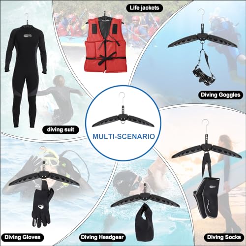 Wetsuit Hanger, Gimilife Surfing & Scuba Diving Accessory, Perfect to Dry Wetsuit Drysuit Life Jacket or BCD, Quick Dry Foldable & Vented Dryer for Wetsuite Dry Suit（1 PCS ） - color: Black
