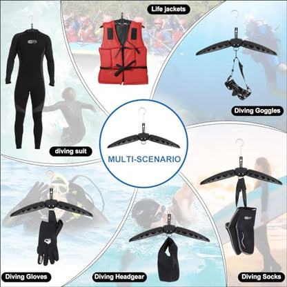 Wetsuit Hanger, Gimilife Surfing & Scuba Diving Accessory, Perfect to Dry Wetsuit Drysuit Life Jacket or BCD, Quick Dry Foldable & Vented Dryer for Wetsuite Dry Suit（1 PCS ） - color: Black