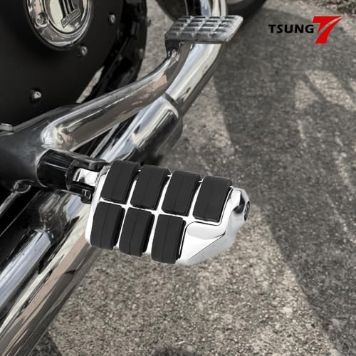 TSUNG Motorcycle Foot Pegs – Male Mount Rider/Passenger Footrests, Wide Higway Foot Rest Pedal Fit for Most V-Twin, Cruiser & Touring Motorcycles (Chrome) - color: Chrome