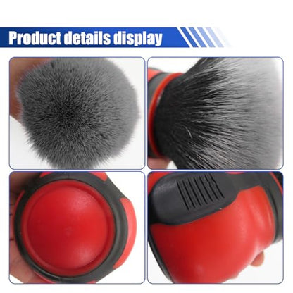 2PCS Car Detailing Brushes, Ultra Soft Bristles Dusting Brushes with Storage Rack, Curveball XL Synthetic Brushes, Covers Large Area Cleaning Tool for Inside or Outside Vehicles (Red) - color: Red