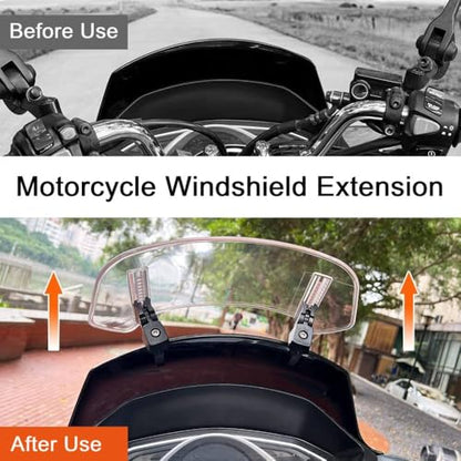 Motorcycle Windshield Extension, Adjustable Clip-On Windscreen Extender, Wind Deflector Spoiler Air Deflector, Universal Fit (Clear-11.4x6.1") - color: Clear-11.4x6.1"