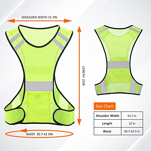 TCCFCCT Reflective Running Vest, High Visibility Running Gear with Large Pocket - color: 3 Pack Mesh Yellow