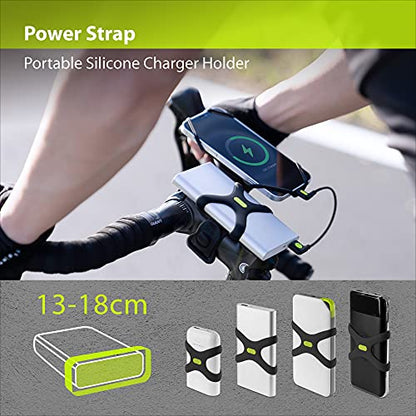 Bone Bike Phone Charger Kit, Bike Power Bank Mount with Strap, Scratch-Free Silicone Strap Holder Compatible Most Portable Chargers - style: Charger Mount + Strap