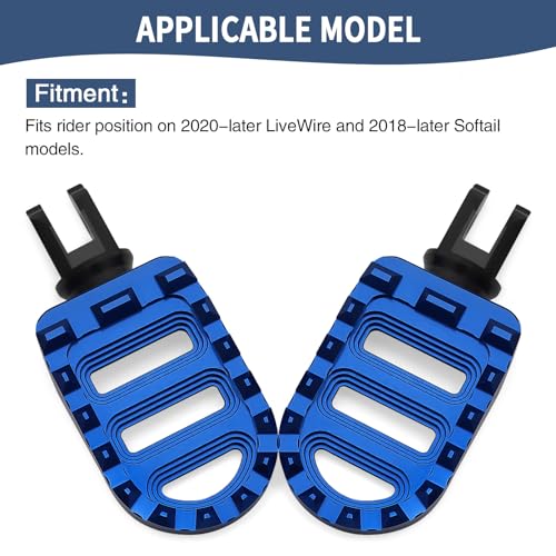 Motorcycle Foot Pegs MX Front Pegs Footrest Fit for Harley 2018-later Softail Low Rider S Breakout FXLRS Fat Bob 114 Street Bob FXBB Fat Boy Sport Glide FLSB (Blue) - color: Blue