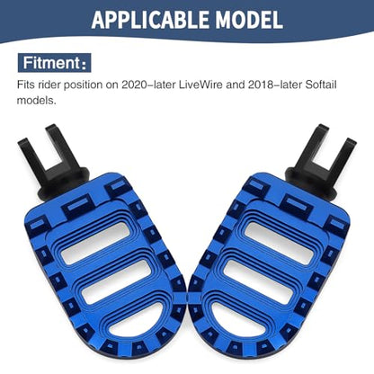 Motorcycle Foot Pegs MX Front Pegs Footrest Fit for Harley 2018-later Softail Low Rider S Breakout FXLRS Fat Bob 114 Street Bob FXBB Fat Boy Sport Glide FLSB (Blue) - color: Blue