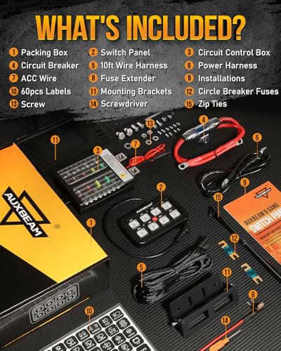 Auxbeam 8 Gang Switch Panel BB80 Universal Circuit Control Relay System Automatic Dimmable LED Switch Control Panel Switch Pod Touch Switch Box for Car Truck Offroad ATV SUV - Blue, 3 Years Warranty - size: 8 Gang (Both-Sided Output), style: Blue (Without