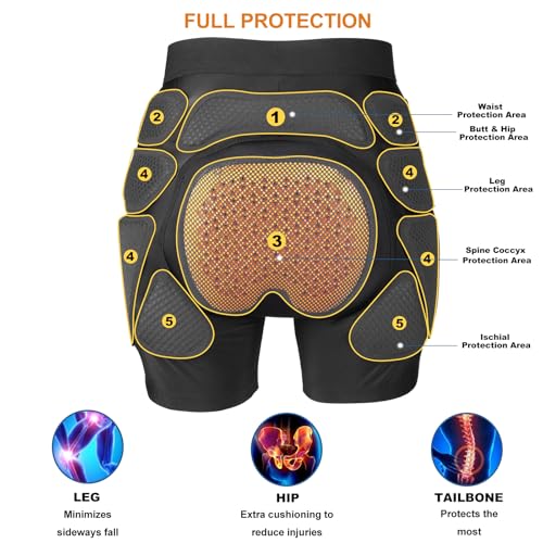 Protective Padded Shorts Crash Pad, PU Hip Butt Pads Impact Gear for Youth Ladies Women, Tailbone Protection Pad for Ski Snowboarding Skating Skateboard - size: Large