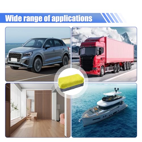 12PCS Ceramic Coating Applicator Sponge, Microfiber Rectangular Auto Polishing Cleaning Pads, Universal Automotive Detailing Sponge for Car Wax, Paint, Sealant Application (Yellow) - color: Yellow