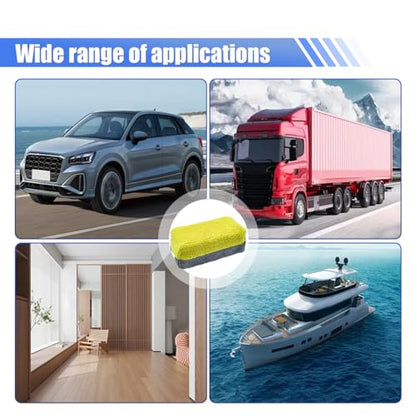 12PCS Ceramic Coating Applicator Sponge, Microfiber Rectangular Auto Polishing Cleaning Pads, Universal Automotive Detailing Sponge for Car Wax, Paint, Sealant Application (Yellow) - color: Yellow