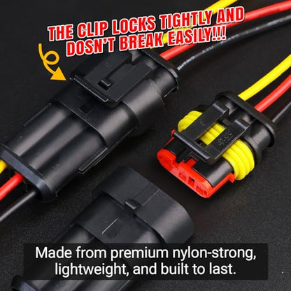 TMH 5 Sets of 3 Pin Electrical Connector Male and Female, 10cm. 22 AWG Waterproof Wire Connectors Automotive 3 Way with Heat Shrink Tubing for Car Truck Boat Wire Connection - size: 3 Pin - 5 Sets