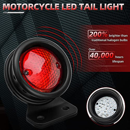 Amazicha 3/4" Motorcycle LED Tail Brake Light with Bracket, IP67 Waterproof Motorcycle Side Mount License Plate Rear Light Compatible for Harley Sporster Bobber Chopper Yamaha Suzuki Honda Kawasaki - size: 0.75inch, style: Curved