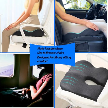 Large Seat Cushion High Density Memory Foam Cushion for Cars&Trucks Seat,Office Chairs Seat Cushion,Lumbar Support Relieve Your Tailbone Pain Sciatica & Back Pain,Washable Cover,Portable.