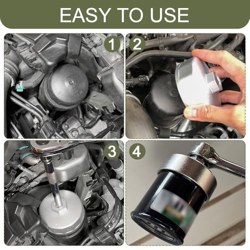 Heavy Duty 74mm 14 Flutes Oil Filter Wrench, 3/8" Square Drive Oil Filter Removel Tools, Oil Housing Cap Socket Remover Compatible with Most Cars Oil Filter Tool
