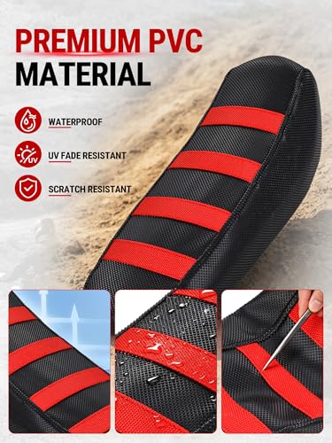 Electric Dirt Bike Seat Cover for Surron Light Bee,Non-Slip Motorcycle Cushion Cover for Sur Ron Light Bee X and S/X160/X260-Red - color: Red