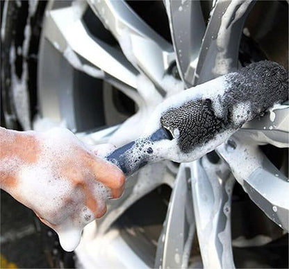 Premium Car Cleaning Tools - Wheel Tire Brush & Microfiber Twist Braided Cloth, Essential Auto Detailing Accessories for Spotless Shine (2, Grey) - color: Grey