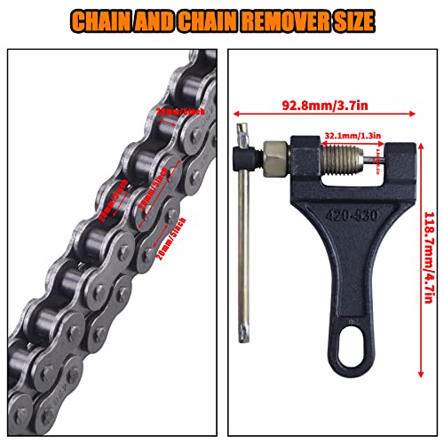 420 Jackshaft Chain 42Link+Standard Roller Chain 90 Link+ Chain Breaker, fit for Coleman BT200X CT200U Trail 200 CT200U-EX Baja TrailMaster Warrior Heat 196cc Powersports Mini Bike Part - size: 42 and 90 Link Chain Breaker