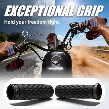 1" Silicone Handlebar Grips for Harley 2002-2017 V-Rod, 1996-Up Sportster XL, 1996-2007 Touring, 2008-2013 XR, 1996-2017 Dyna,1995-2015 Softail, Black