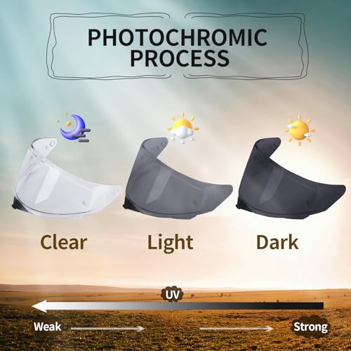 PSLER Photochromic TT-Revo Visor - TT Revo Helmet Tinted Visor Face Shield Replacement for TT-Revo,Photochromic - color: Photochromic