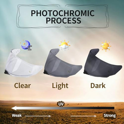 PSLER Photochromic TT-Revo Visor - TT Revo Helmet Tinted Visor Face Shield Replacement for TT-Revo,Photochromic - color: Photochromic