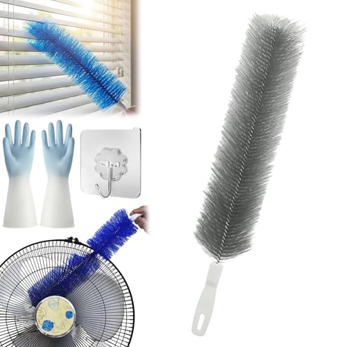 Bendable Microfiber Head,Reusable Dust Remover, 15.7in Bendable Microfiber Fan Cleaning Brush, Washable Fan Cleaner Brush for Electric Fans Air Conditioning, Home Car Vents, Curtain，Gray - color: Gray