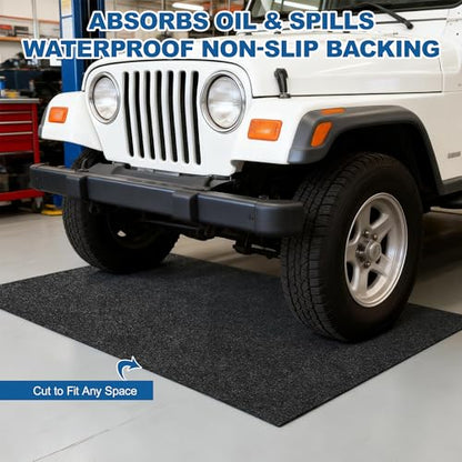 Oil Mat for Garage 36" x 59" - Premium Felt + Rubber Waterproof Backing Thickened Soft Contains Liquids Oil Spill Mat Reusable Non-Slip Maintenance Pad for Under Car Workbench Driveway Spot Protection - size: 3' x 4'11"