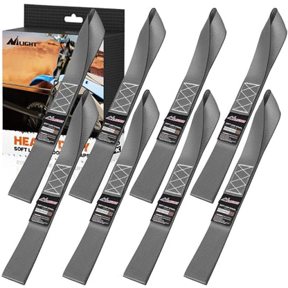 Nilight Soft Loop 1.7”×17" Motorcycle Tie Down Straps Heavy Duty 12000Lbs Max Break Strength for Securing ATV UTV Kayak Moving Cargo (8PK-Grey) - color: Grey