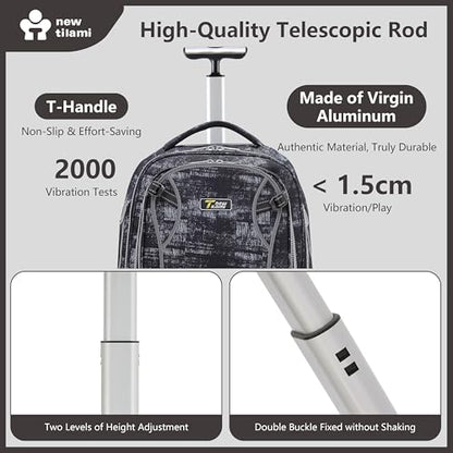 NEW TILAMI 20" Rolling Backpack for Teens Adults, Climbing Stairs Waterproof Backpack with Wheels for School Business Trave Camping with Laptop Compartment, Fit 17 Inch Laptop, Grey Mosaic - color: Grey Mosaic